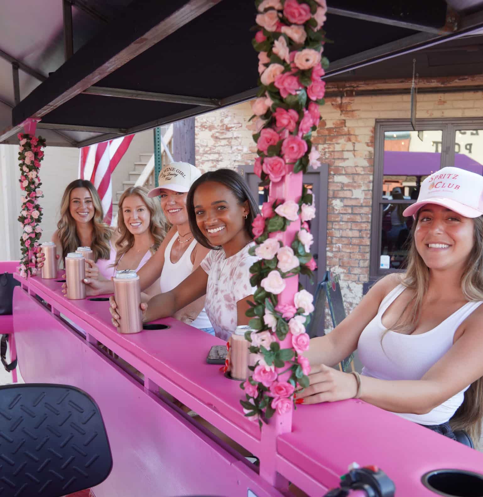 Bachelorette Party in downtown Scottsdale drinking a Pink Pedal Tour